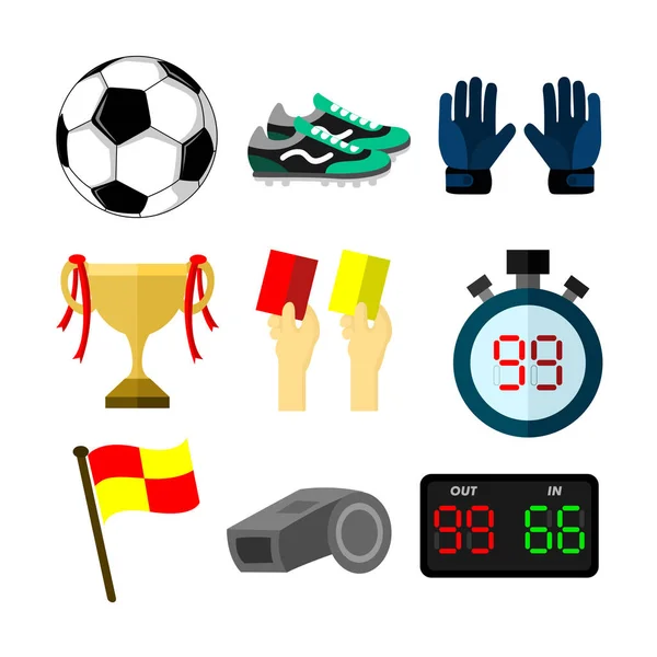 Football Soccer Objets corrélés Sport Illustration Set — Image vectorielle