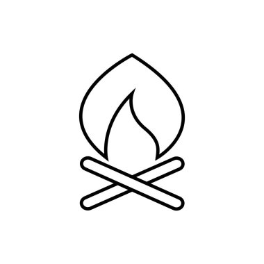 Kamp ateşi macera ince çizgi simgesi tasarım