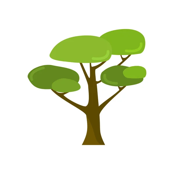 만화 스타일 야생 고립 된 나무 식물 삽화 — 스톡 벡터
