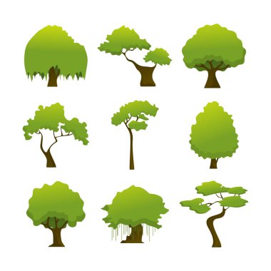 İzole ağaç bitki illüstrasyon