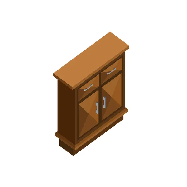 Design d'illustration de meubles isométriques de tiroir de Cabinet en bois — Image vectorielle