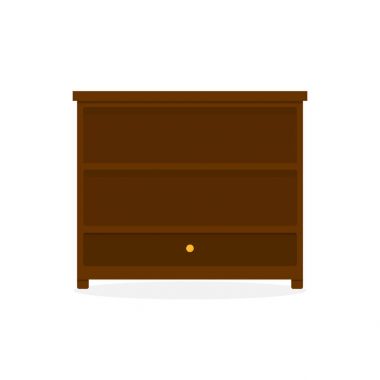 Koyu ahşap çekmece depolama dolap mobilya illüstrasyon