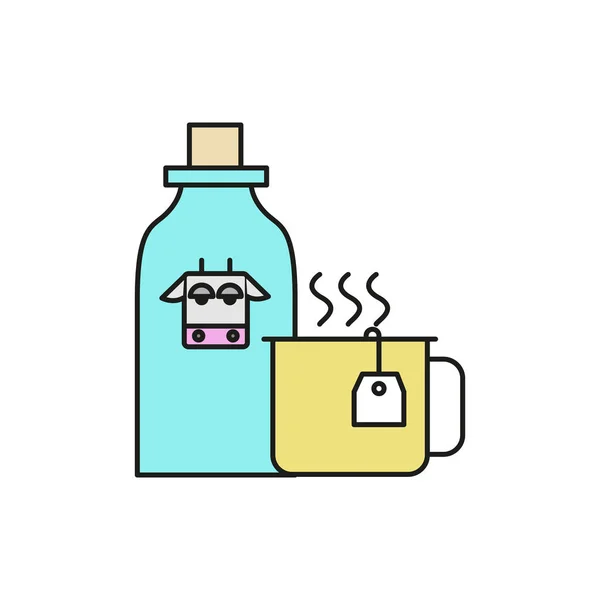 Hete melk drinken dunne lijn pictogram illustratie — Stockvector
