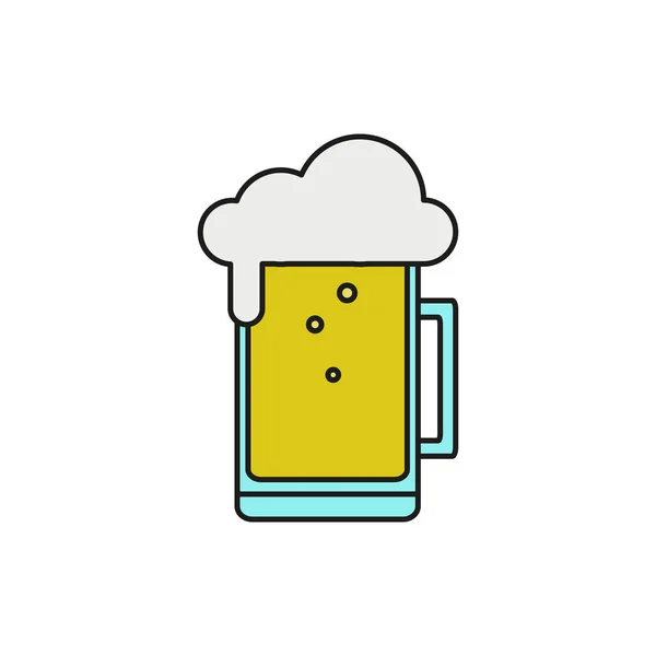 Velké skleněné pivní tenká linie ikonu obrázek — Stockový vektor