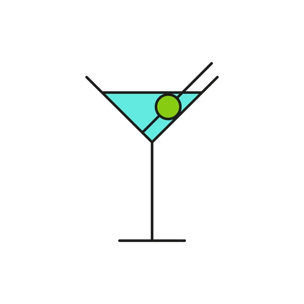 Mavi kokteyl cam ince çizgi simge tasarlamak — Stok Vektör