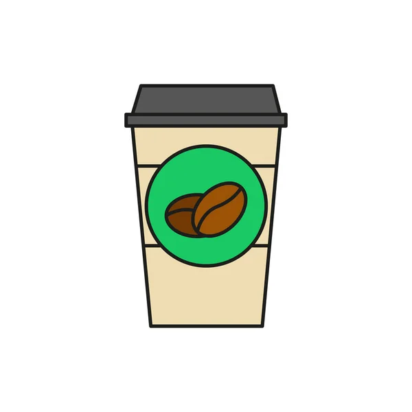 Take away Kupası kahve ince çizgi simge tasarlamak — Stok Vektör