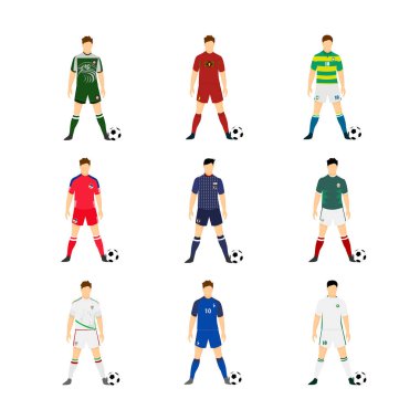 Çeşitli futbol Jersey Milli takım Dünya Kupası illüstrasyon hazır