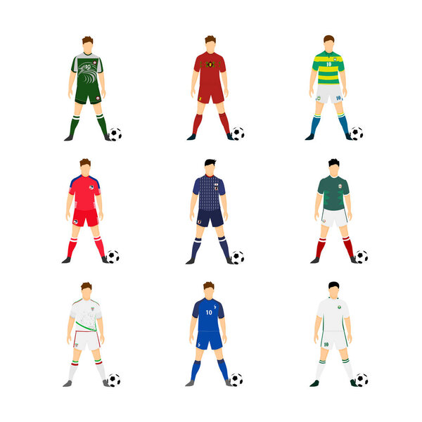 Various Football Jersey National Team World Cup Illustration Set