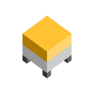 Tek sarı küçük koltuk kanepe 3d izometrik mobilya illüstrasyon