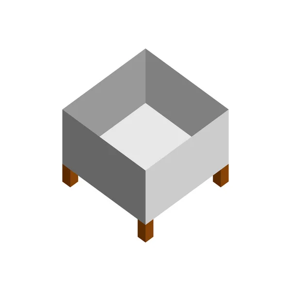 Quadratischer Couchtisch 3D isometrische Möbel Illustration — Stockvektor