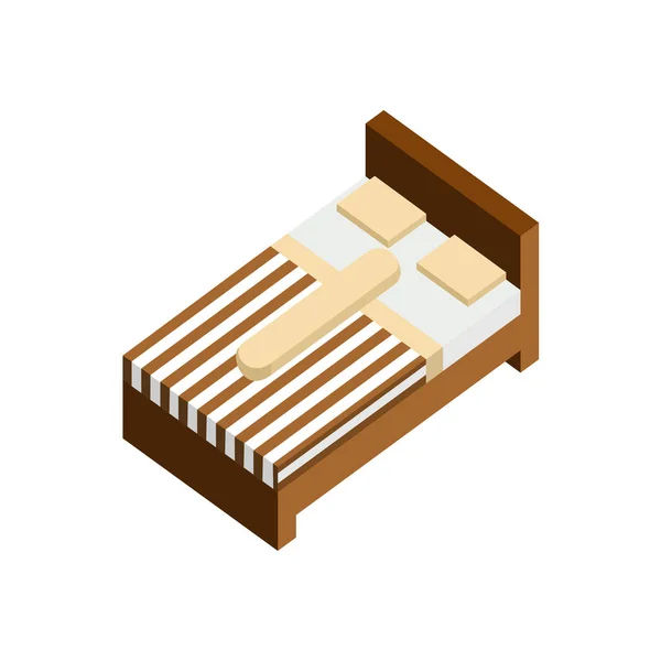 Ilustración de muebles isométricos de cama individual 3D — Archivo Imágenes Vectoriales