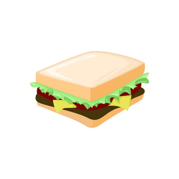 Sandwich frais Petit déjeuner Alimentation Café Illustration — Image vectorielle