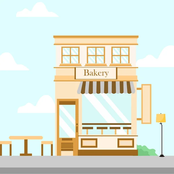 Illustration de fond du bâtiment avant du magasin de boulangerie — Image vectorielle