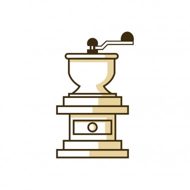 Klasik el ile kahve öğütücü ekipman illüstrasyon