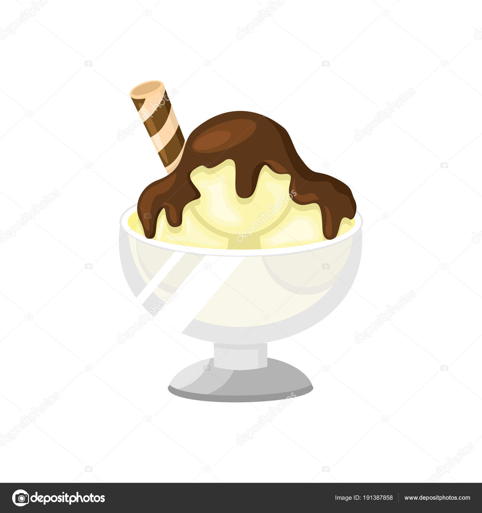 Vanilla Sundae Ice Cream Scoop Illustration — Stock Vector © svvell