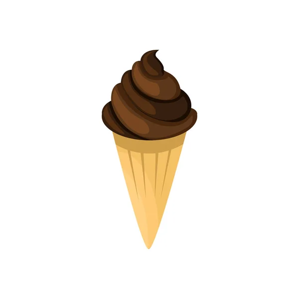 Шоколадне морозиво Ілюстрація конуса — стоковий вектор