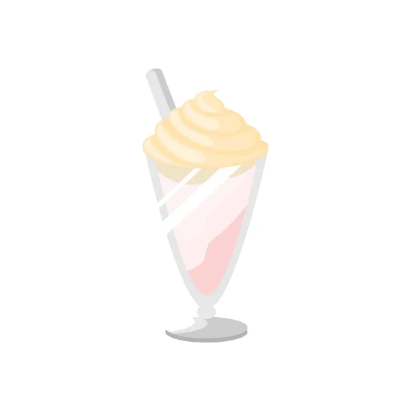 Fresa Sundae Ice Cream Illustration — Vector de stock