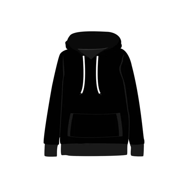 Sudadera Negra Con Capucha Estilo Moda Vector Ilustración Gráfico — Vector de stock