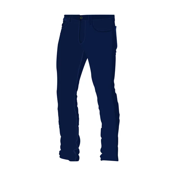 Mavi Denim Uzun Pantolon Moda Vektör Çizimi — Stok Vektör