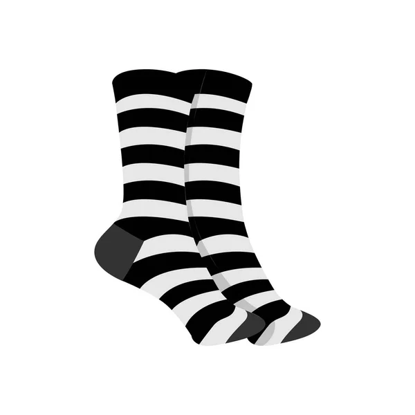 Черно Белые Полосатые Носки Мода Стиль Векторной Иллюстрации Графический Дизайн — стоковый вектор