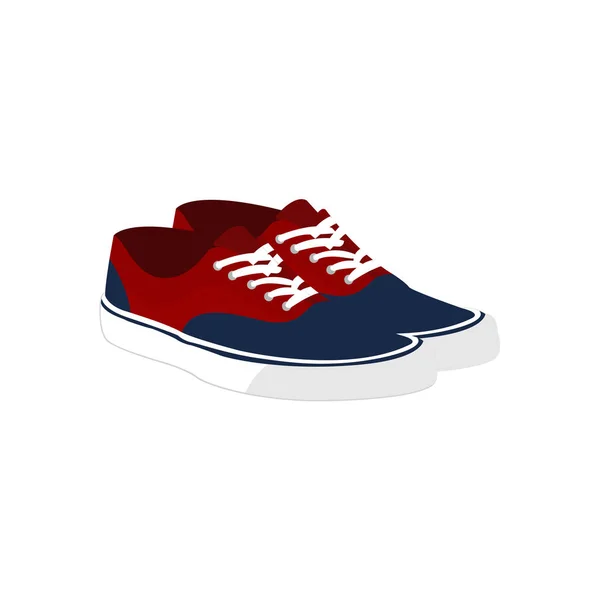 Par Sapatos Sapatilha Casual Azul Vermelho Estilo Moda Vetor Ilustração — Vetor de Stock