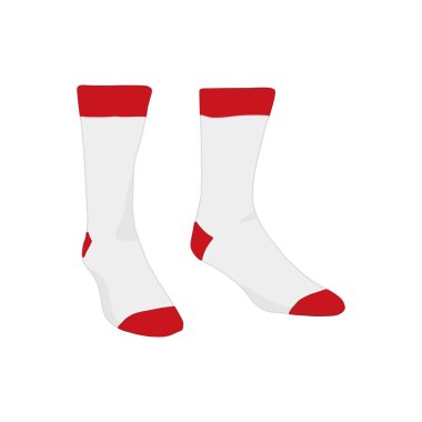 Beyaz Kırmızı Aksanlı Çorap Moda Eşya Vektör Resmetme Grafik Tasarımı