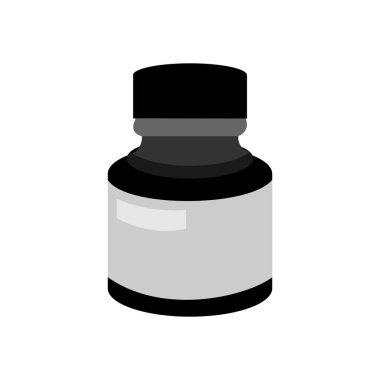 Siyah Mürekkep Şişesi Vektör Resimlendirme Grafik Tasarımı