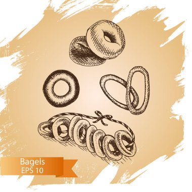 illüstrasyon kroki - ekmek. simit. 