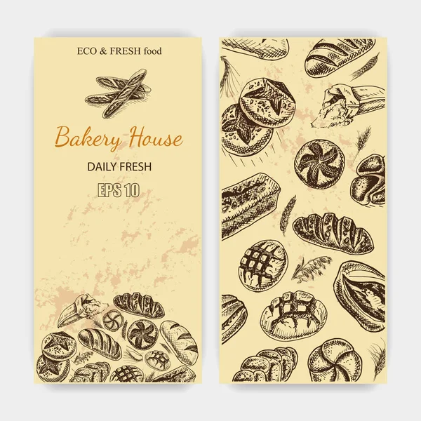 Tarjetas panadería casa — Archivo Imágenes Vectoriales