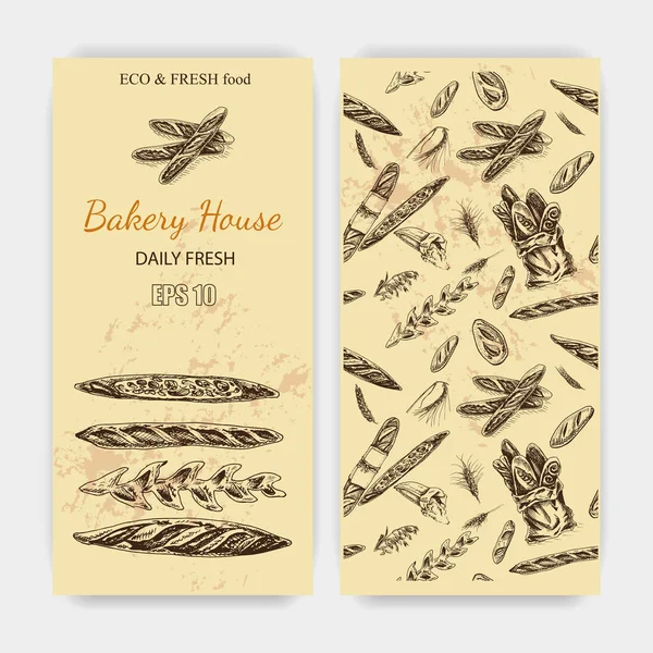 Cartes de boulangerie française — Image vectorielle