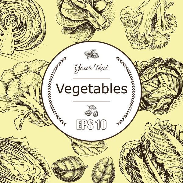 Background sketch fresh vegetables. — Stock Vector