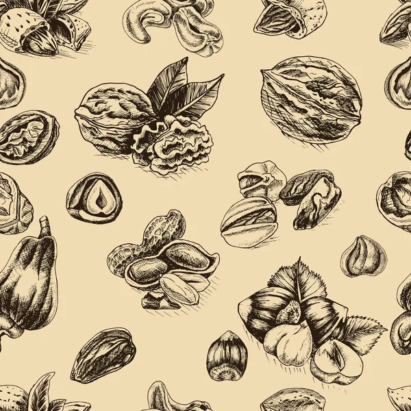 Fondo boceto nueces — Vector de stock