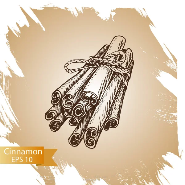 Silhouettes of cinnamon sticks, hand drawn vector illustration — Stock Vector