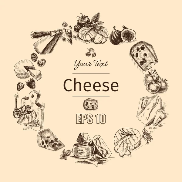 Sketch of cheese food card — Stock Vector