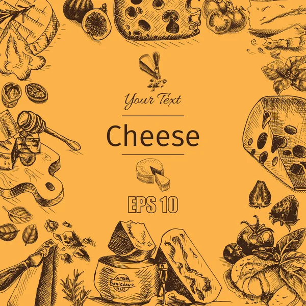 Schizzo della carta alimentare del formaggio — Vettoriale Stock