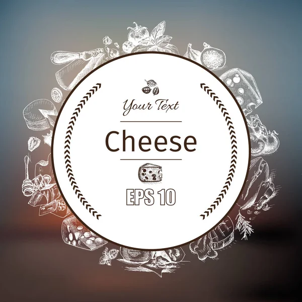 草绘的奶酪食品卡 — 图库矢量图片
