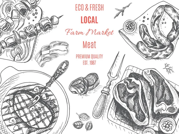 Mięsne danie menu — Wektor stockowy