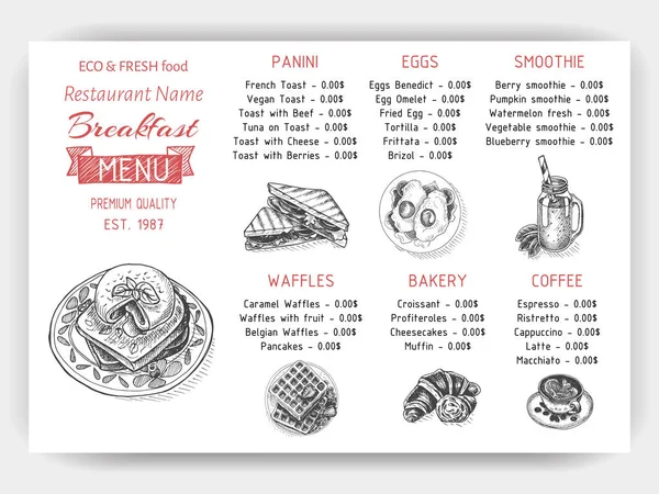 Pancarta de menú de desayuno — Vector de stock