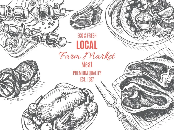 Boceto tienda de carne — Archivo Imágenes Vectoriales