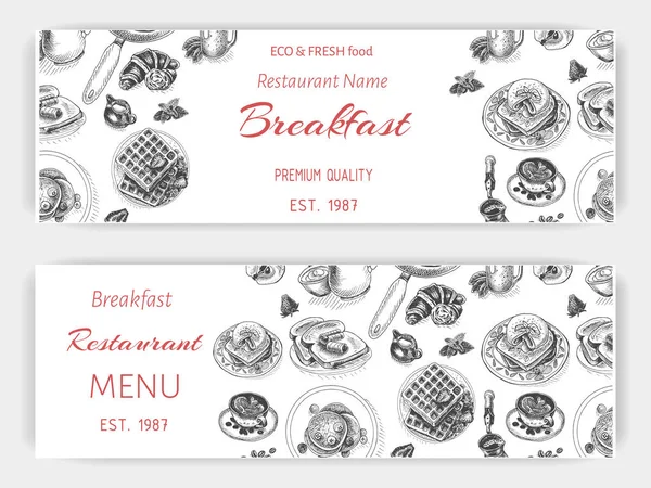 Carte menu petit déjeuner — Image vectorielle