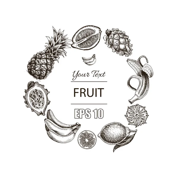Exotiska frukter-kort — Stock vektor