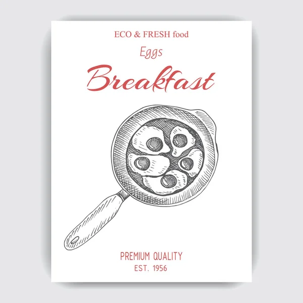 Doodle cartão de menu pequeno-almoço — Vetor de Stock