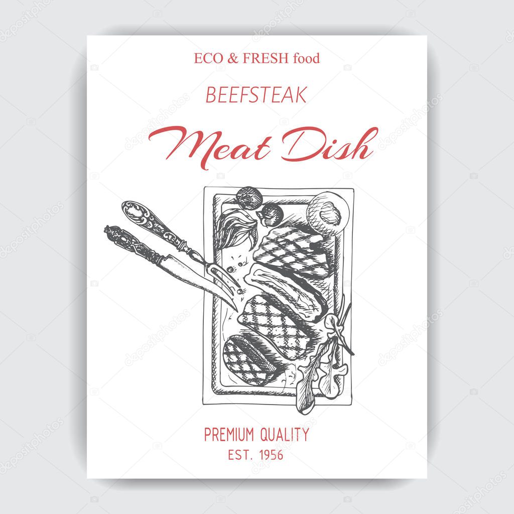 Vector illustration design of meat dish pattern