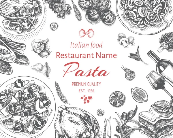 Kaart menu Italiaanse Böhnke banner. — Stockvector