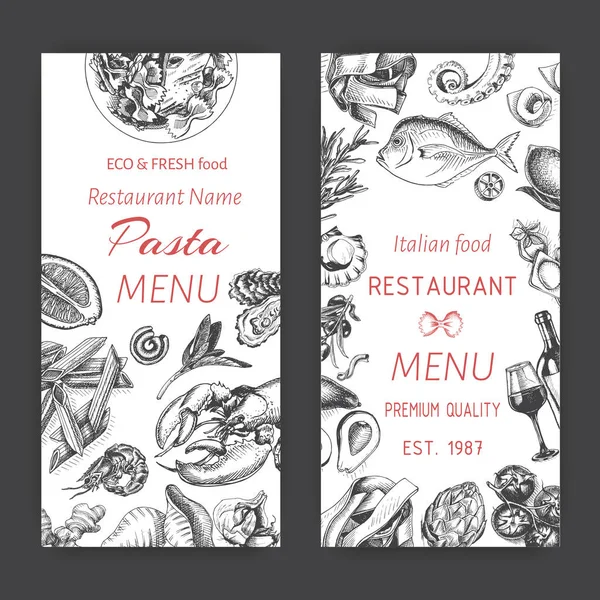 Menu de cartão restaurante italiano — Vetor de Stock