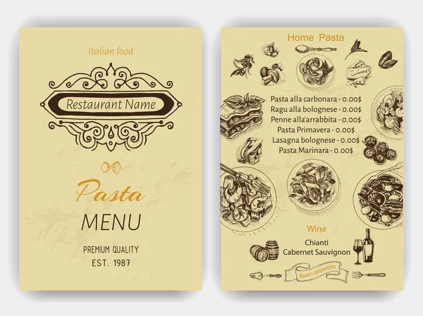 Kartı menüsü İtalyan restoranı