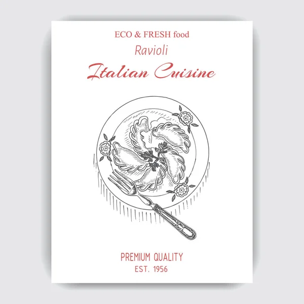 Cartão comida italiana . — Vetor de Stock