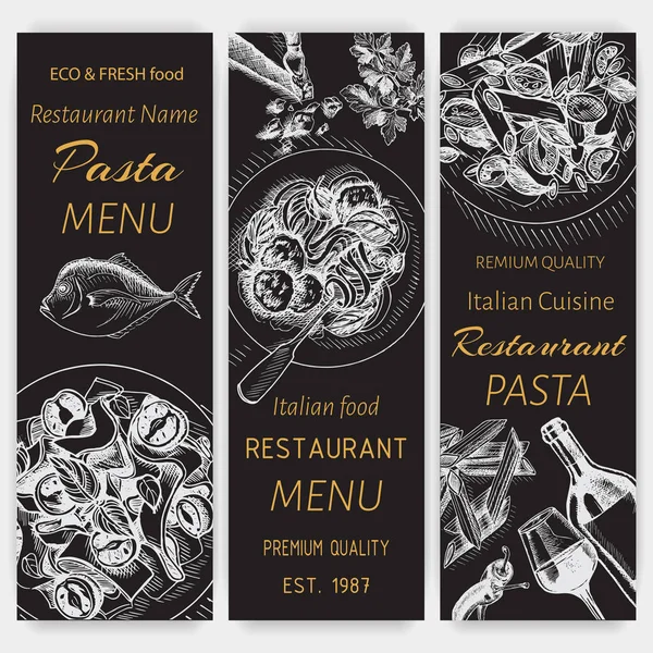 カード メニュー イタリアン レストラン — ストックベクタ