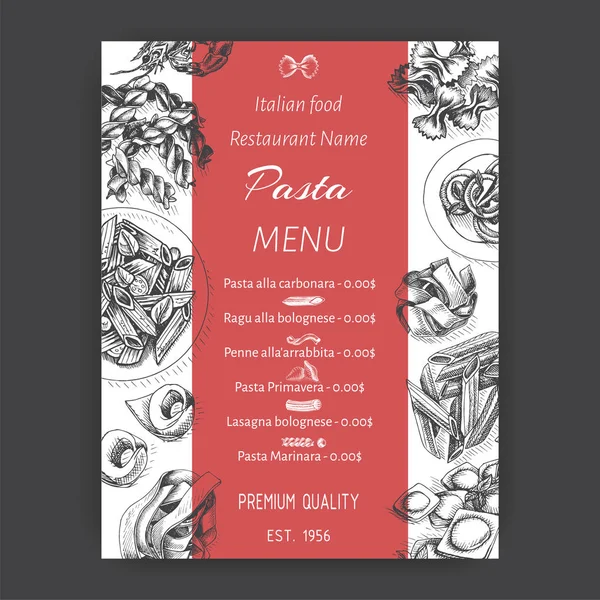 Kartı menüsü İtalyan restoranı