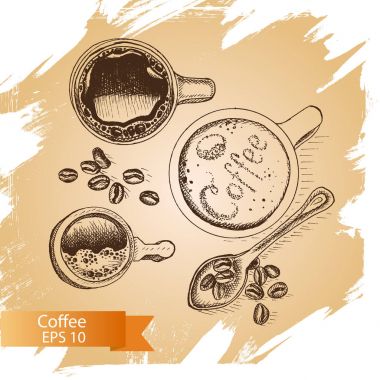 Kahve kupaları Üstten Görünüm